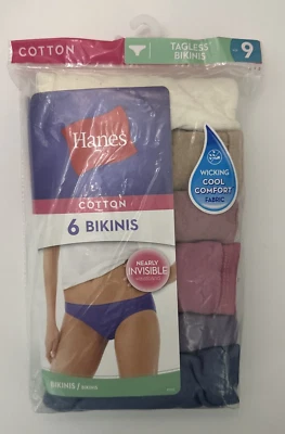 Bragas de bikini de algodón Hanes Cool Comfort para mujer paquete de 6-PP42CA 9/XXL sin etiquetas 2013 Foto 1 de 3