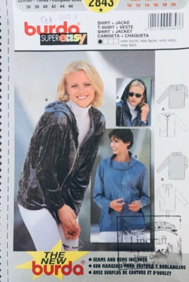 BURDA Pattern 2843 | Misses Pullover Top & Zip Front Jacket | Sizes 10 - 20 NEW - Image 1 of 2