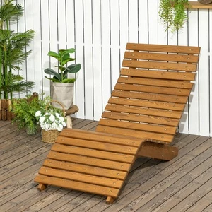 Outsunny Sonnenliege Liegestuhl, Gartenliege für Poolbereich, Balkon Teak - Bild 1 von 10