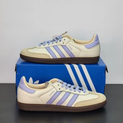 Adidas Samba OG Women's Size 7 Athletic Shoes Off White Purple Casual Sneakers - Image 1 of 4