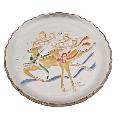 Plato de servir de Navidad vintage Mikasa reno festivo 14" decoración de invierno Foto 1 de 4