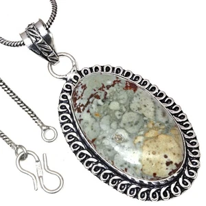 Pendant Designer Jasper Gemstone Valentine'Day Ethnic Silver Jewelry 1.75" - Bild 1 von 7