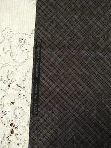 REMNANT LECIEN Quilt Fabric Mrs. March's Civil War Purple Brown Plaid 12x18" - Picture 1 of 4