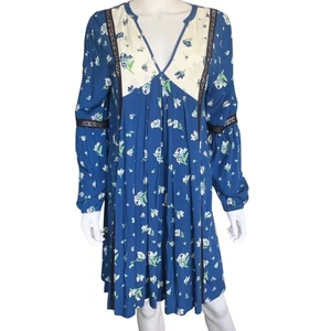 Abito Matilda Jane donna M blu floreale boho manica lunga rayon pizzo accenti - Foto 1 di 15