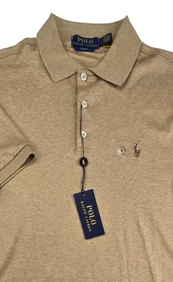 NEW POLO RALPH LAUREN MEN'S SLIM FIT BROWN POLO SHORT SLEEVE SHIRT SIZE M Fits S - Image 1 of 4