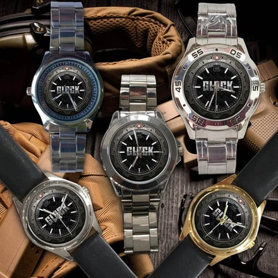 Reloj! Mercancía militar de precisión GLOCK cara negra plateada ¡La mejor calidad inoxidable! Foto 1 de 4