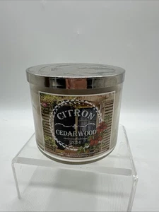 RARE Bath & Body Works CITRON CEDARWOOD Large 3 Wick Candle 14.5 oz NEW - Picture 1 of 3