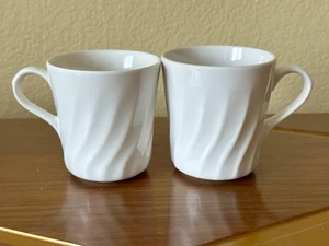 Enhancements White Coffee Mugs Cups by Corelle Coordinates Mismatched Set of 2 - Picture 1 of 5