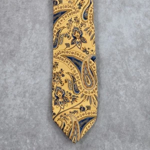 Nautica Gold Blue Gray Floral Paisley Silk Executive Corporate Neck Tie Men's - Picture 1 of 7