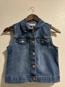 BCBG Girls SZ 12 Denim Vest  Medium Wash Pocket Buttons - Picture 1 of 11