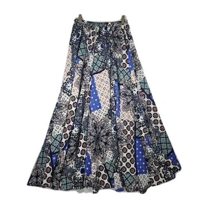 Flint & Moss Boho Skirt Women's L Blue/White Maxi Elastic Waist Cottagecore - Picture 1 of 4