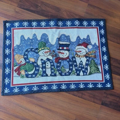 Vintage Snowman Christmas Woven Textiles Napkins Decor - Image 1 of 4