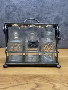Antica chiave bloccabile placcata argento tantalio, decanter vetro tagliato - leggi descrizione - Foto 1 di 10
