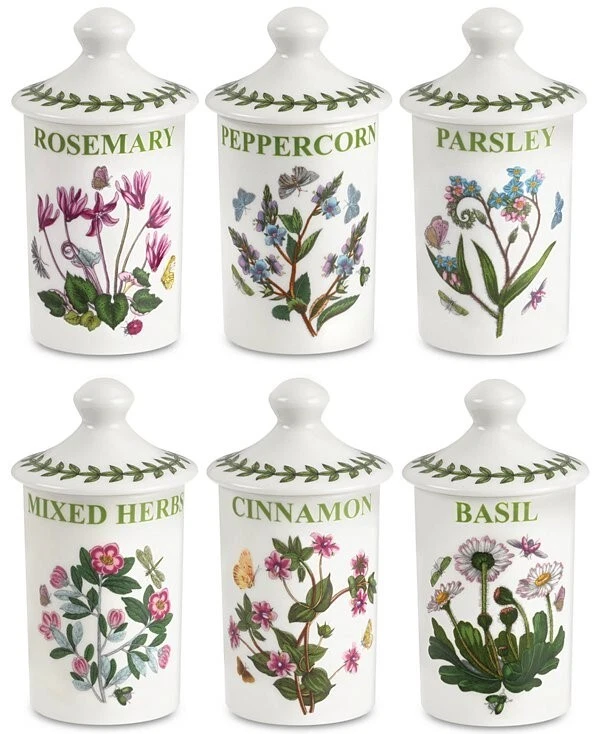 Portmeirion Botanic Garden - Set of 6 Herb and Spice Jars Plus 4 Napkins