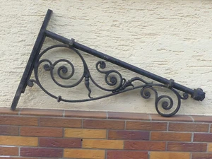 Antike Hoflampe Außenlampe Gusseisen Ausleger Frankreich 102 cm Außenwand Deko - Bild 1 von 16