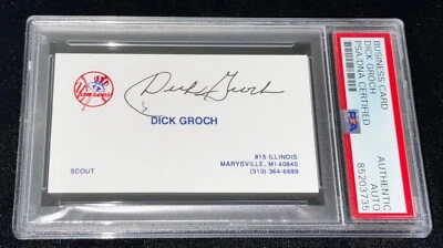 Dick Groch "Yankees Derek Jeter Scout" Signed Autographed Auto Business Card PSA - Image 1 of 3