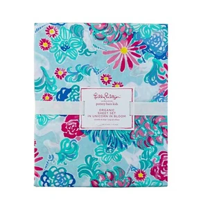 Pottery barn Kids Lilly Pulitzer Unicorns in Bloom Sheet Set Twin Floral Aqua