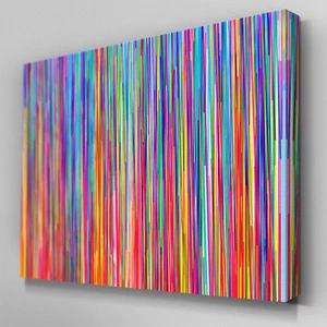 AB393 Multicolores Rayas Abstractas Lona Arte de Pared Listo para Colgar Impresión de Imagen - Imagen 1 de 1
