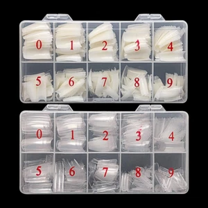 1000PCS Half Cover False Nails Tips, 10 Sizes Lady French Style Acrylic - Picture 1 of 12
