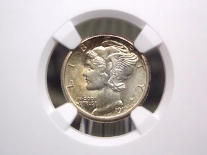 1917 "S" Mercury SILVER Dime 10c NGC MS65 #001 Gem BU Uncirculated ECC&C, Inc. - Picture 1 of 5