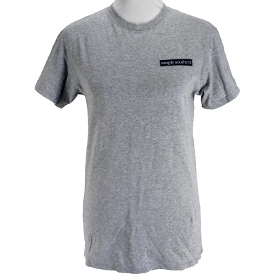 Camiseta Simply Southern para mujer talla S gris manga corta cámper vamos a algún lugar Foto 1 de 4