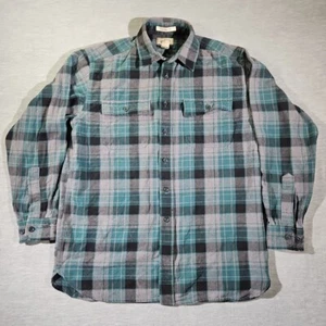 Vintage LL BEAN Chamois Cloth Shirt M Green Black Plaid Traditional Fit ButtonUp - Picture 1 of 19