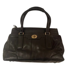 Coach Handtasche Hampton schwarz Lederhandtasche Tasche Messing Drehverschluss Reißverschluss Vintage - Bild 1 von 12