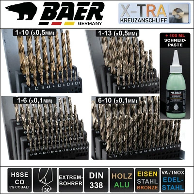 Spiralbohrer Satz Baer Metallbohrer Edelstahlbohrer Bohrer Set + Schneidpaste - Bild 1 von 2