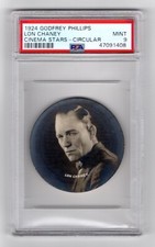 PSA 9 LON CHANEY 1924 Godfrey Phillips Cigarette Card CIRCULAR