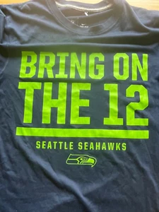 Nike Dri-Fit Mens Size Small Navy Seattle Seahawks NFL T-Shirt 12th man - Picture 1 of 3
