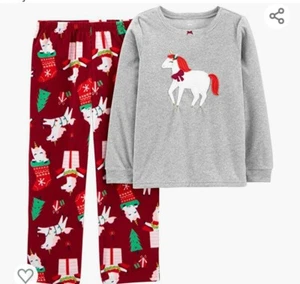 Neu Kleinkind Mädchen Carters Weihnachten Einhorn 2 Stück Fleece Set Neu mit Etikett 3T - Bild 1 von 5