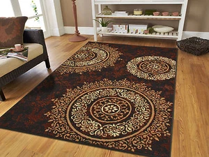 New Area Rugs 8x10 Brown Black Circles Area Rug 5x7 Contemporary 5x8 Rugs 2x3 - Picture 1 of 1