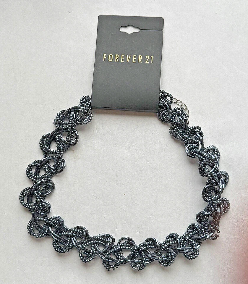 NW2243 EXCLUSIVO COLAR GARGANTILHA DE CRISTAL ESTILO VINTAGE CONTAS DE TOM PRETO - Imagem 1 de 1