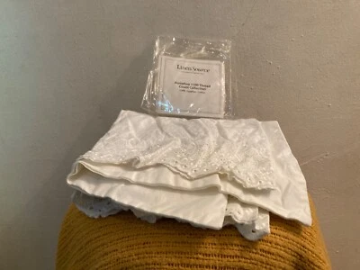 Linen Source Portofino Lace 1100 TC White King Pillowcases, 100% Egyptian Cotton - Image 1 of 4