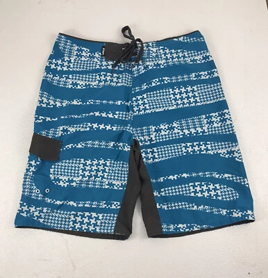 Carbon Mens Board Shorts Geometric Print 34 Blue Nice! - Image 1 of 4