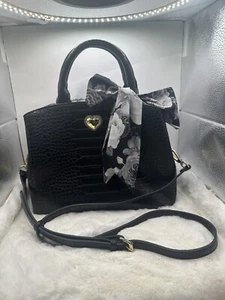 Betsey Johnson Gigi Black Triple Entry Satchel With Scarf New W/o Tags - Picture 1 of 8