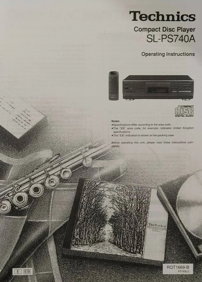 Technics SL-PS740A Lettore CD Compact Disc - Istruzioni per l'uso - MANUALE UTENTE - Immagine 1 di 1