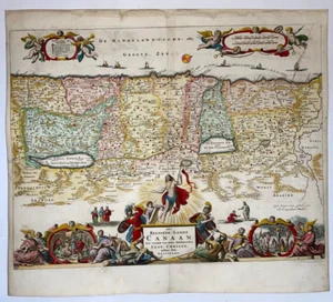 HOLY LAND 1681 DANIEL STOOPENDAAL LARGE ANTIQUE ENGRAVED MAP - Picture 1 of 11