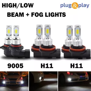 6x Combo H11 9005 H16 Kit de conversión de faros LED luz antiniebla de haz alto bajo 6000K - Imagen 1 de 12