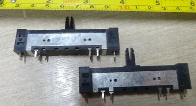 2x 10k log stereo slider potentiometer 62.5mm volume control  - Image 1 of 2