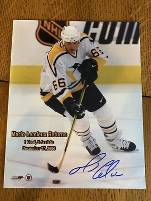 FOTO AUTOGRAFIADA FIRMADA POR MARIO LEMIEUX #66 PINGÜINOS (Mario Returns) 8 x 10 Foto 1 de 4