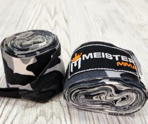 MEISTER SEMI-ELASTIC HAND WRAPS - MMA  Camo Black Gray & White - Picture 1 of 3
