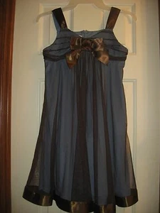 ~ Bonnie Jean ~ elegantes/kirchenblaues ärmelloses Polykleid mit Brn-Overlay, Größe 10 - Bild 1 von 4