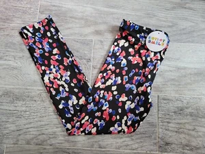 Dot Dot Smile Leggings Girl's 8/10 Youth Black w/ White Red Blue Splotches NWT - Picture 1 of 4