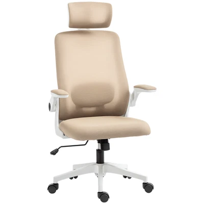 HOMCOM Silla de Oficina Ergonómica, Silla de Escritorio de Malla con Soporte Lumbar, Caqui Foto 1 de 4