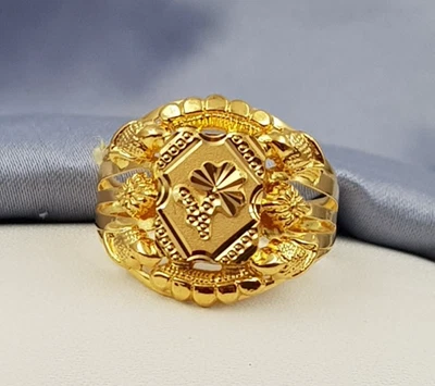 Подлинное золотое кольцо из чистого желтого золота 22 карата для мужчин повседневная одежда золотое кольцо уникальное кольцо - Изображение 1 из 4