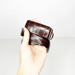 Donna Karen DKNY ITALIAN ALLIGATOR CALFSKIN Belt Brown SMALL USA 860523 - Picture 1 of 3