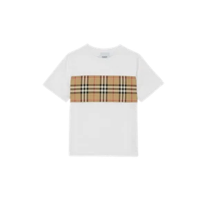 (Kids) Burberry Vintage Check Panel Cotton T-Shirt White - Picture 1 of 2