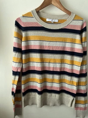 Next Jumper Size 6 Cream Glitter Striped Long Sleeve Knit Formal Occasion - Image 1 of 4