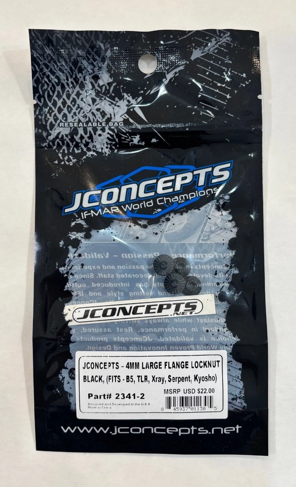 JConcepts 23412 4mm Large Flange Serrated Locknut Black (4), New - Image 1 of 1